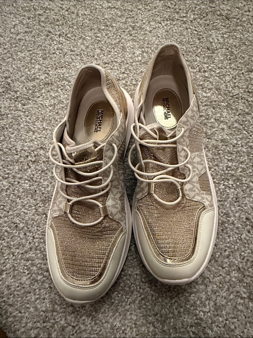 Michael Kors Women's Champagne and Ivory Lace-Up Sneakers